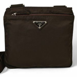 Prada shoulder bag/body bag, PRADA TESSUTO Tessuto, dark brown